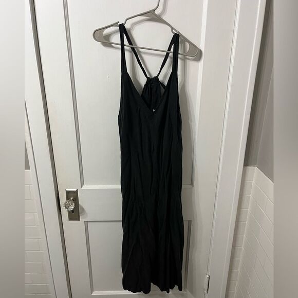Black cropped adjustable overalls - Picture 1 of 6